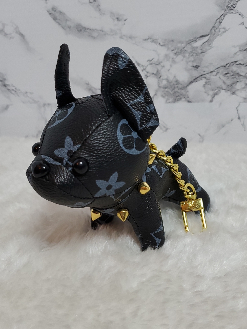 Black Designer-Style French BullDog Keychain Bag Charm NWT